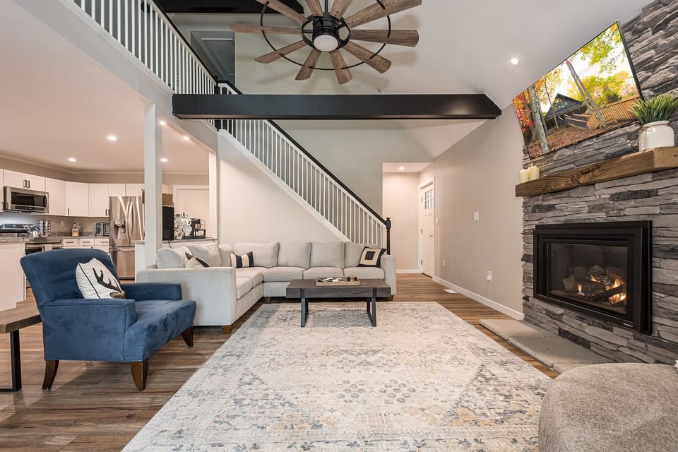 Spacious and modern, the living room will be a gathering place for all.