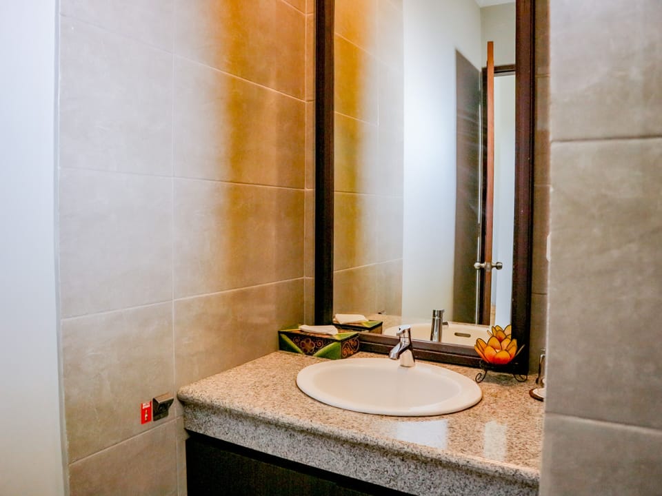 Shower, free toiletries, hair dryer, bidet