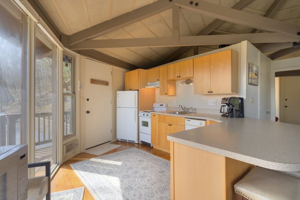 Kitchen with large counter space. 