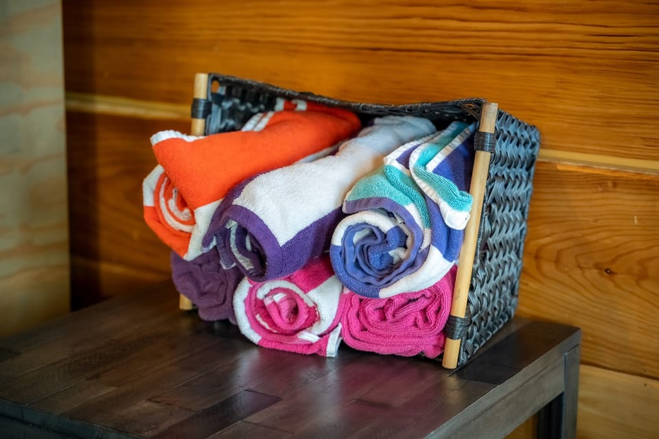 Lots of towels for the hot tub.