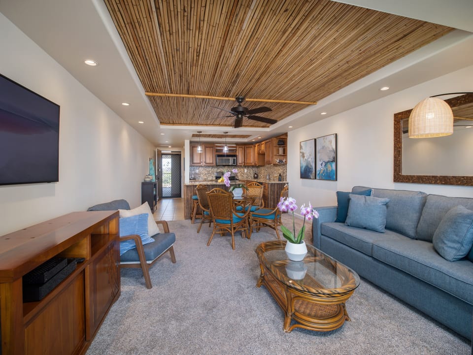 Open-concept living with a seamless flow from kitchen to lounge.