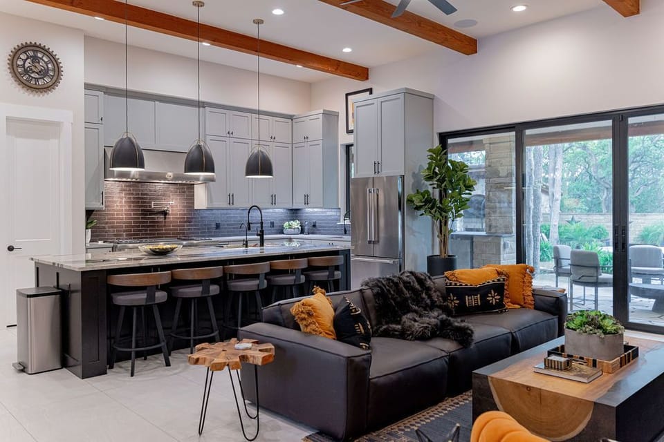 Living and Kitchen Combined - Walker Luxury Vacation Rentals