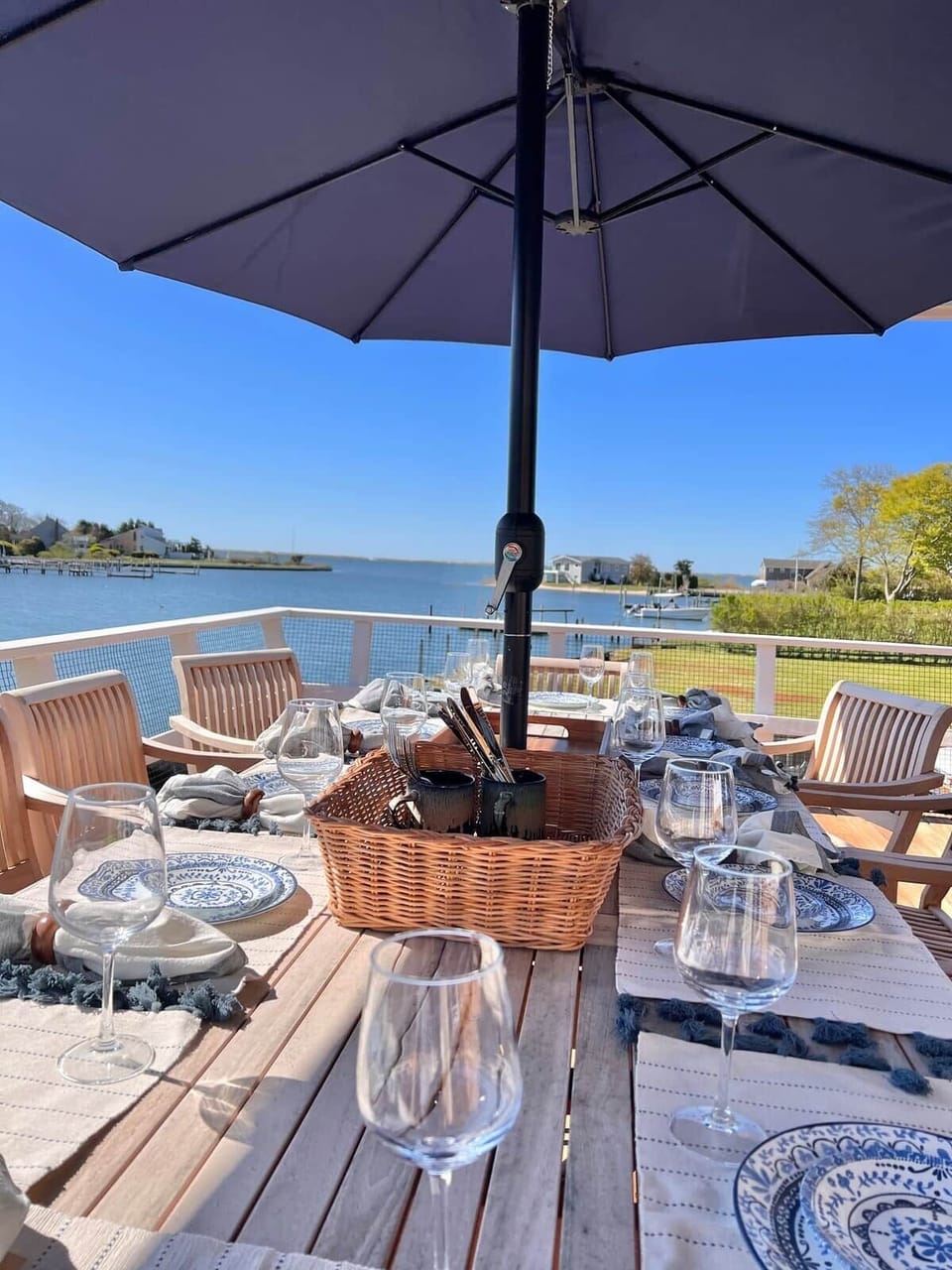 Waterfront dining for up to 12.