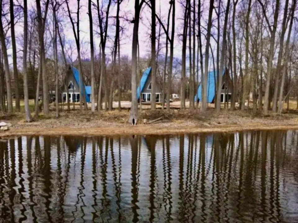 three cabins next to each other