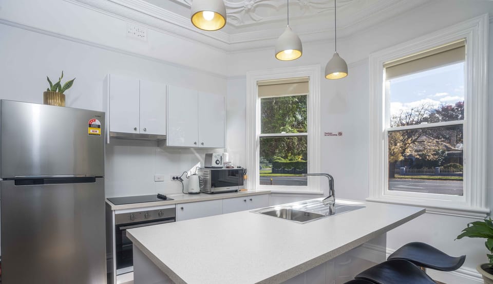 Kitchen area looking out onto Summer Street.