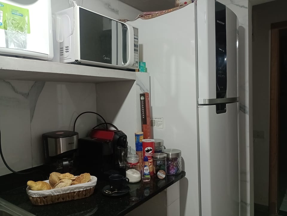 Design Apartment | Private kitchen | Full-size fridge, microwave, stovetop, toaster