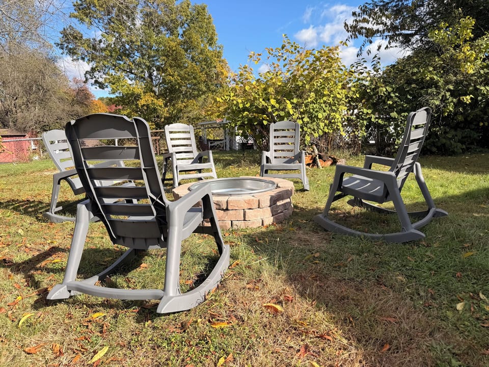 Come enjoy the rocking chairs while making s’mores at our new fire pit area.