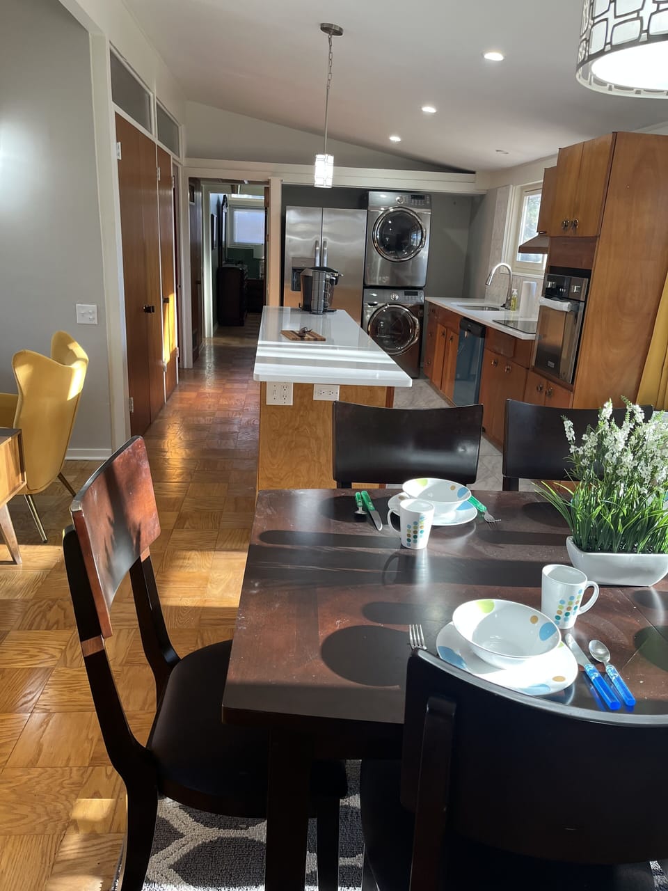 View from the dinning room towards the kitchen