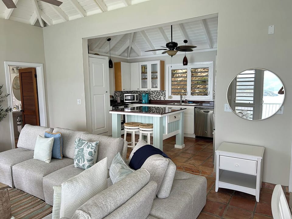Looking into the kitchen from the guest house dining area