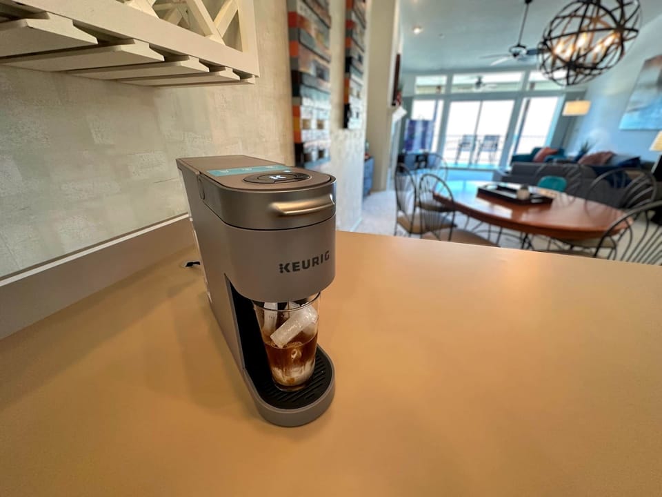 Keurig+ICED coffee maker can brew hot or cold coffee, teas, and other beverages.