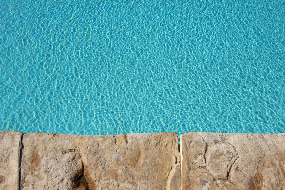Seasonal outdoor pool, sun loungers