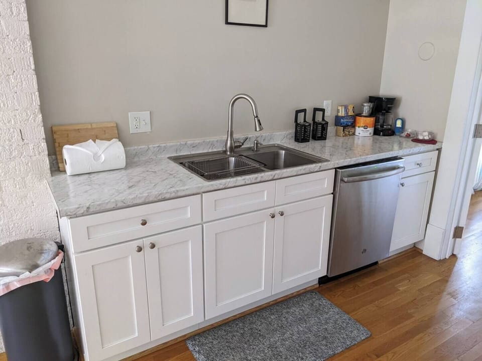 Kitchen includes a dishwasher, and we provide coffee and tea to kick start your morning or unwind your day!