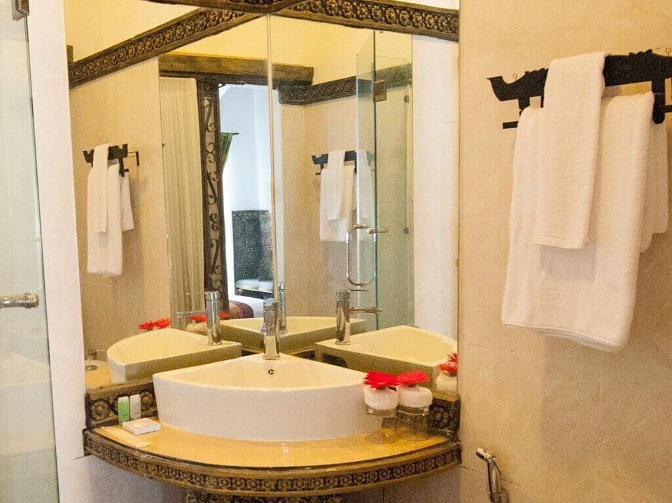Slippers, towels, soap, shampoo
