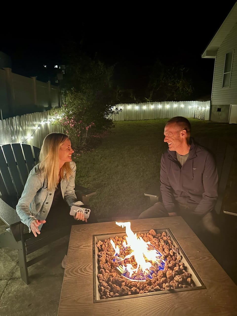 Enjoy the outdoor fireplace