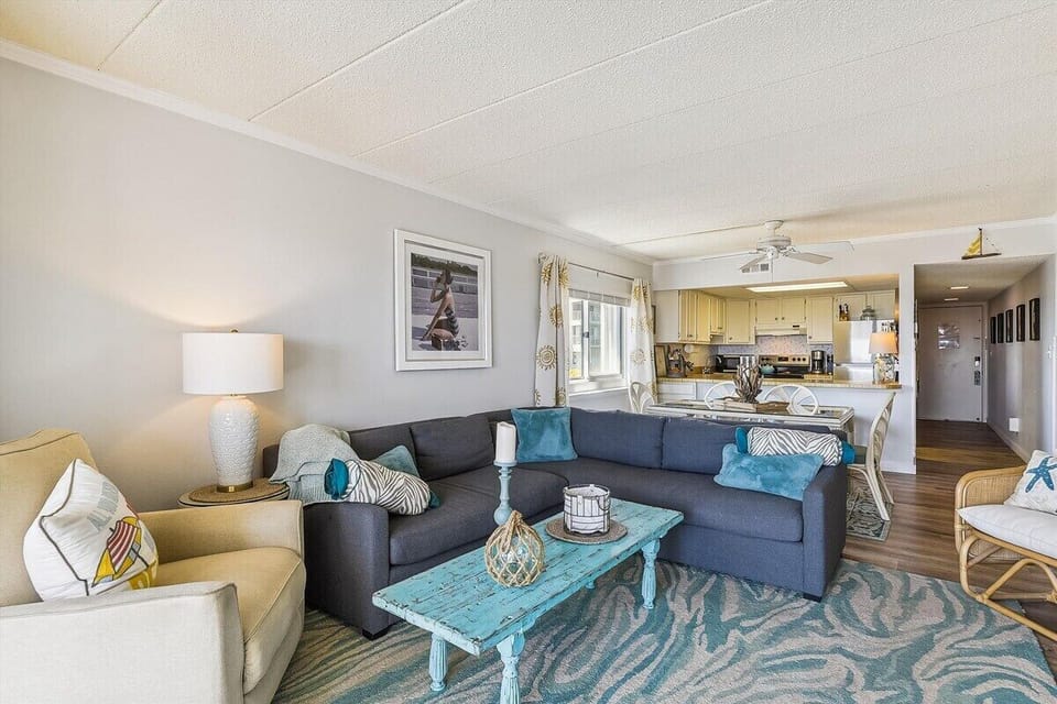 Comfortably elegant living room with plenty of seating