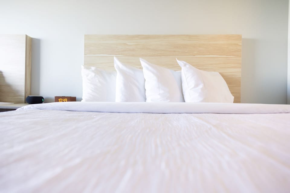Standard Room, 1 King Bed, Patio, Lake View | Free WiFi, bed sheets