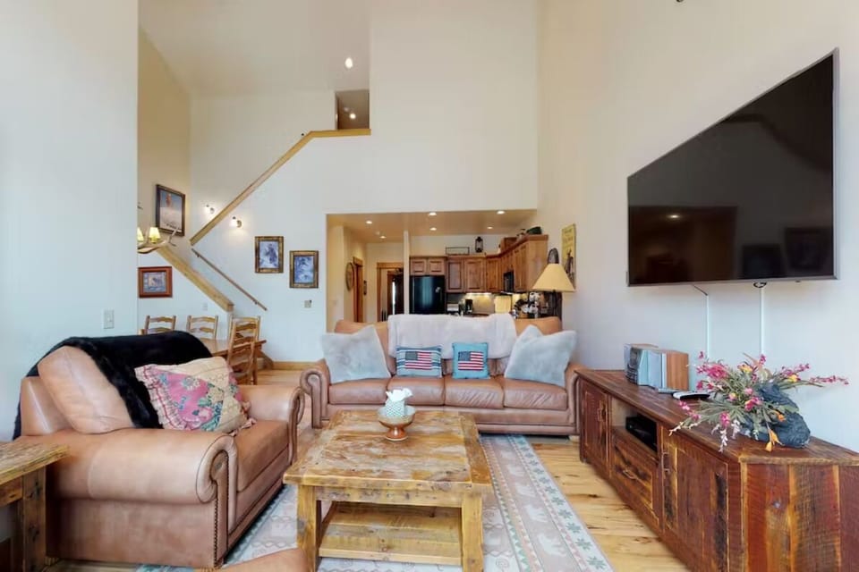 Living area looking into kitchen
