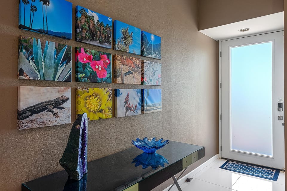 Entry way with photo display of nature shots that we took while in PS.