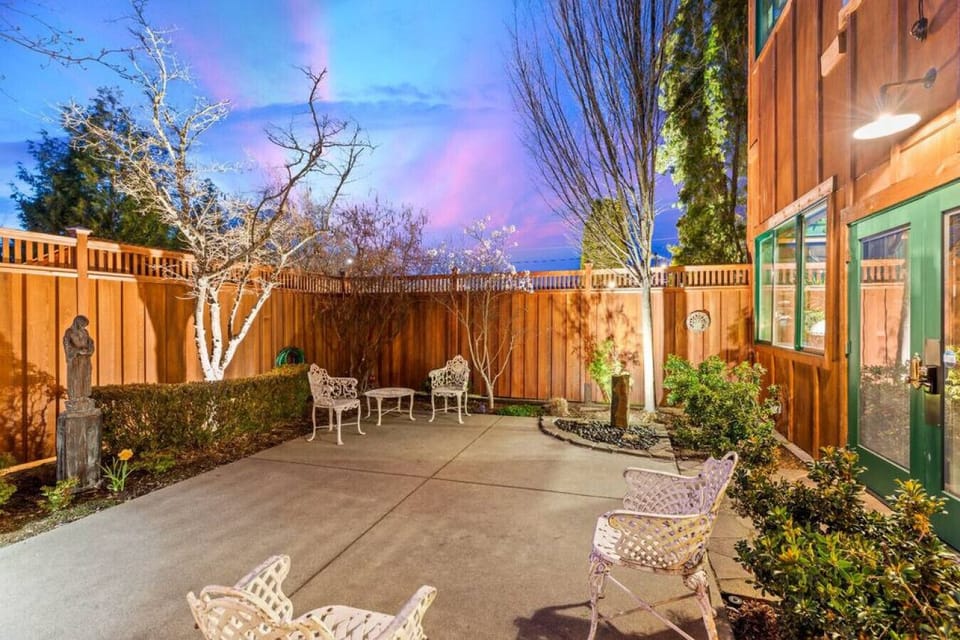 Nighttime garden view