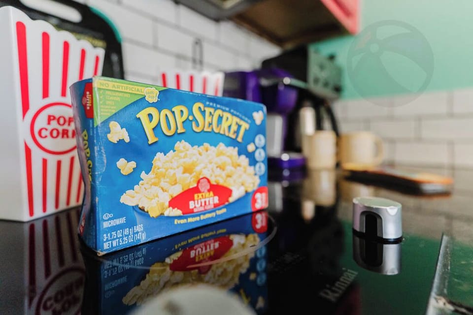 The popcorn is just for pictures so you can imagine curling up and watching a movie together