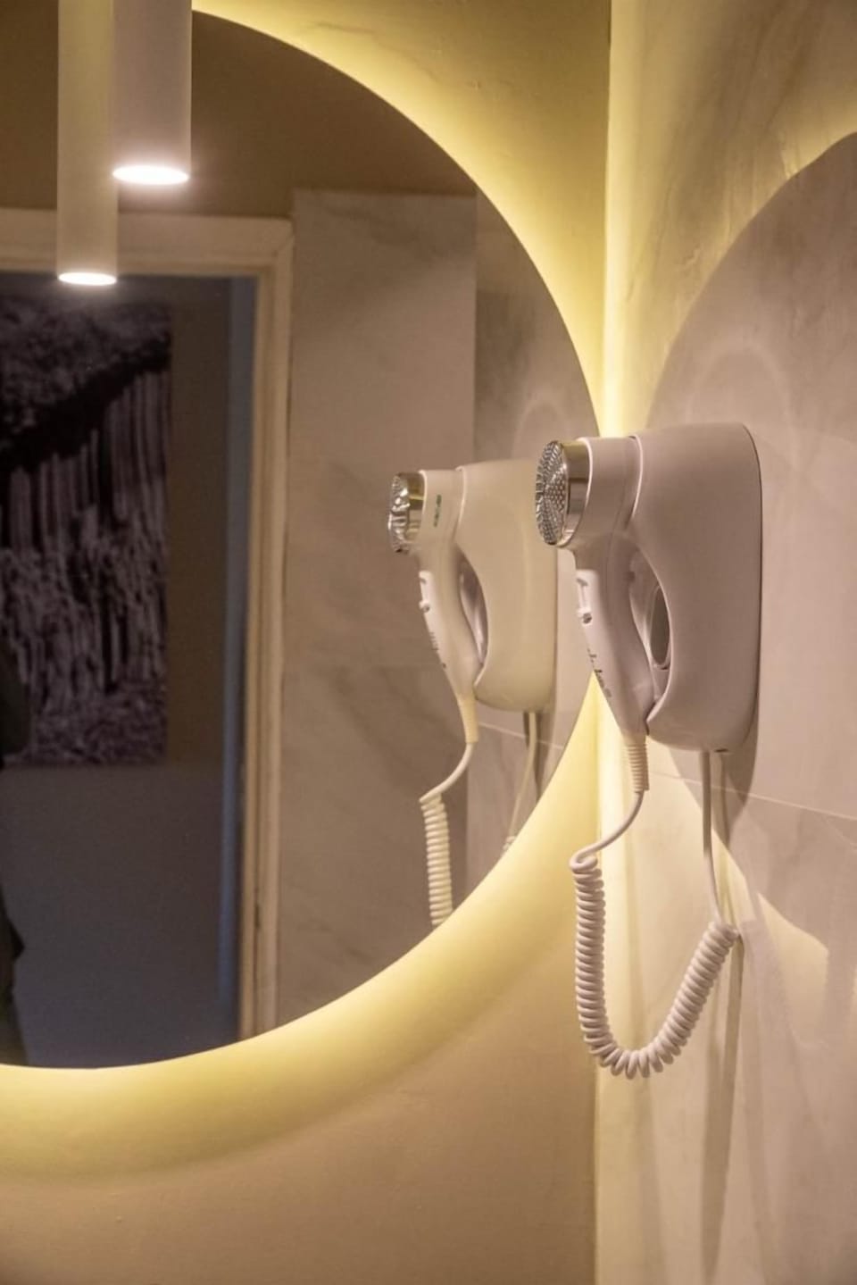 Hair dryer, bidet, towels, soap
