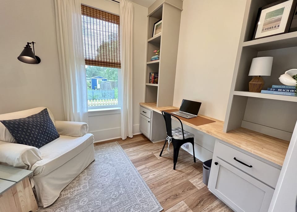 Cozy office & reading nook w/ board games for lazy days (laptop not provided)