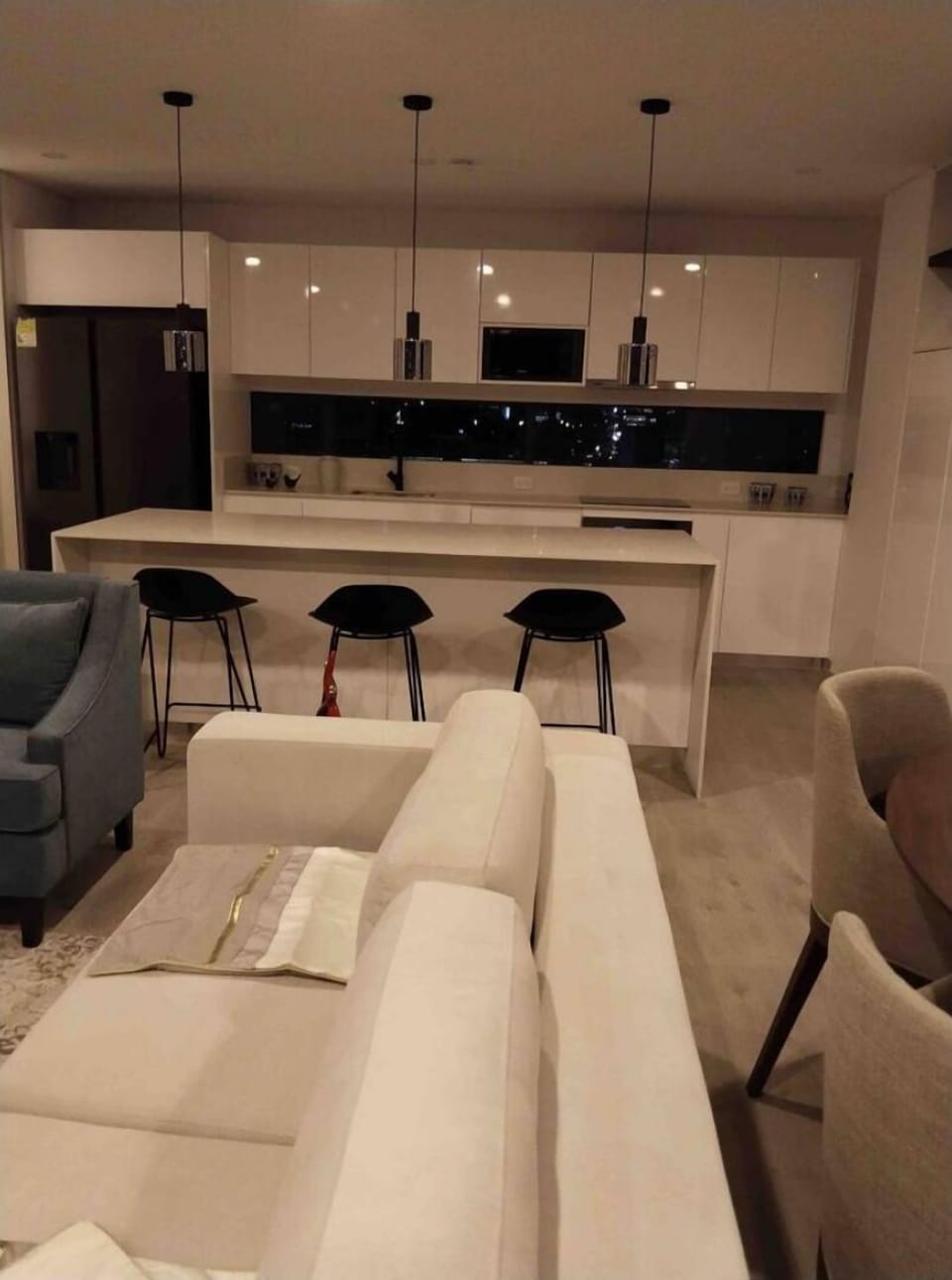 View of kitchen from the living room.