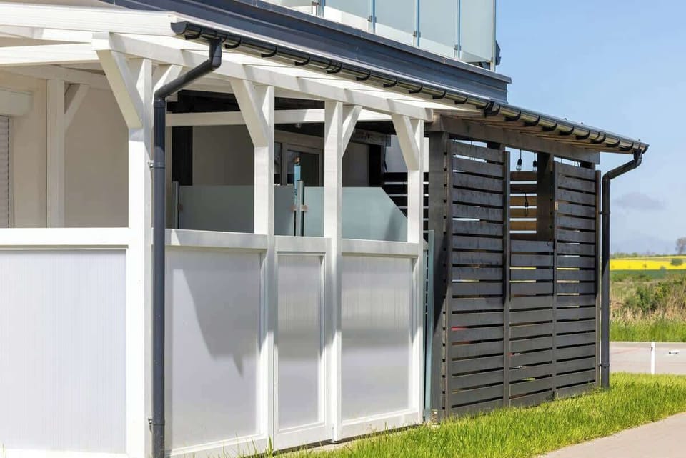 A wide view of the outdoor seating area, showing its seamless blend of style and functionality.
