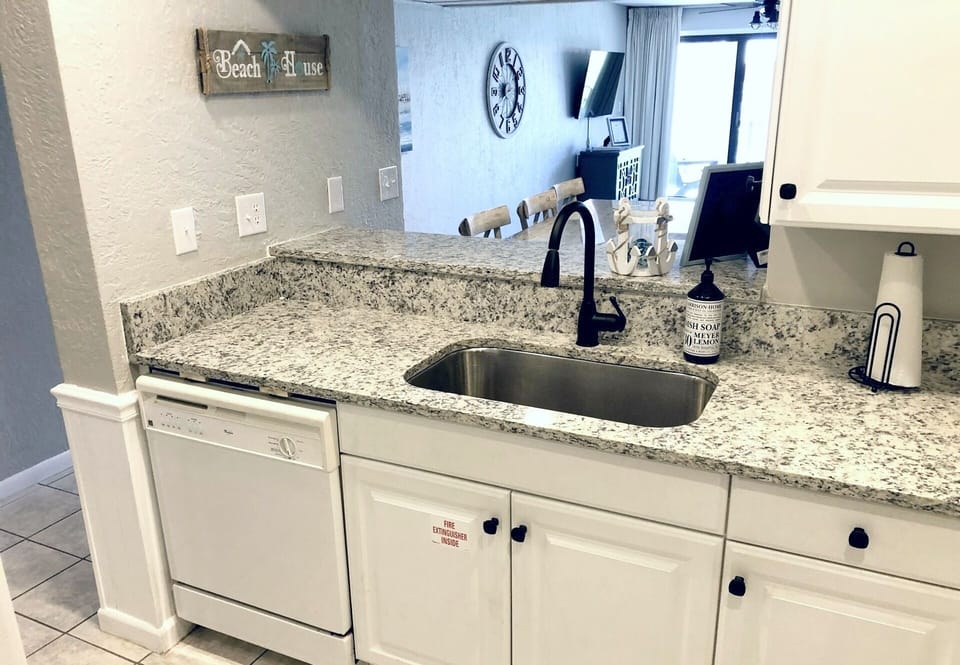 Kitchen with new granite counters