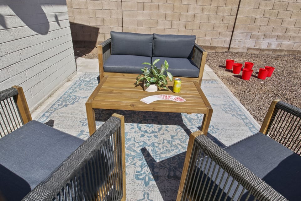 outdoor seating and games. 