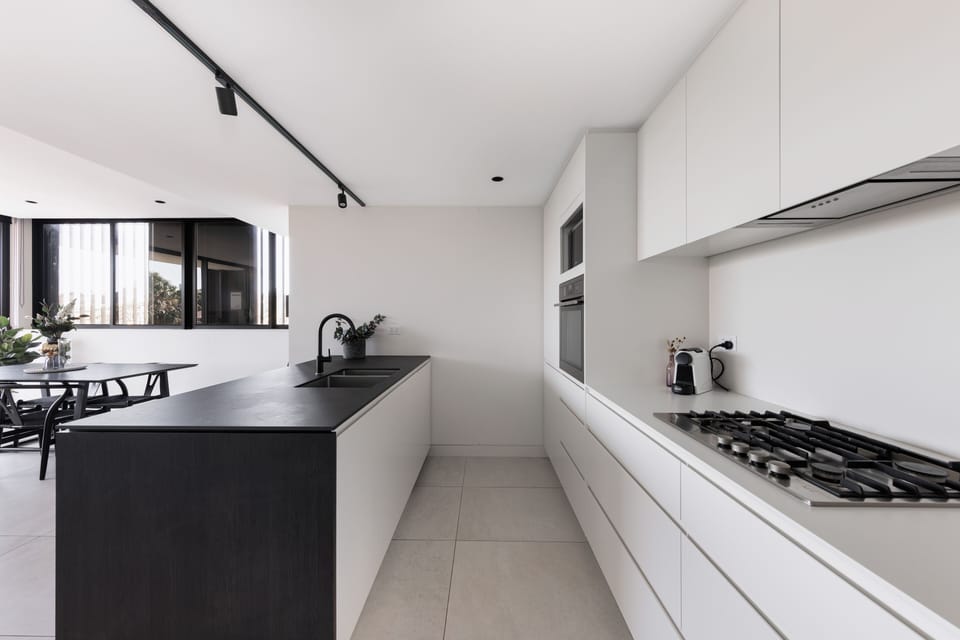 One Bedroom Apartment With Parking | Private kitchen | Full-size fridge, microwave, oven, stovetop