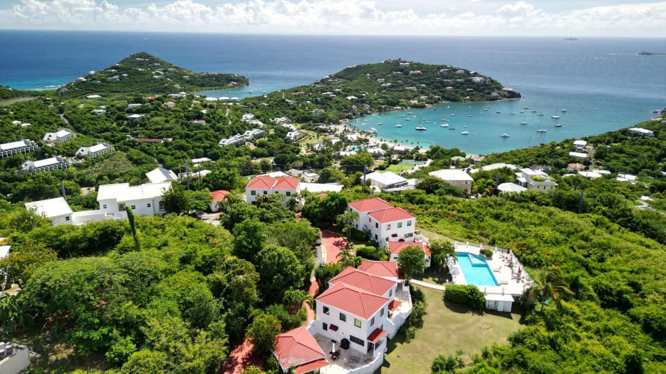 Breathtaking hillside views with private pool and lush greenery