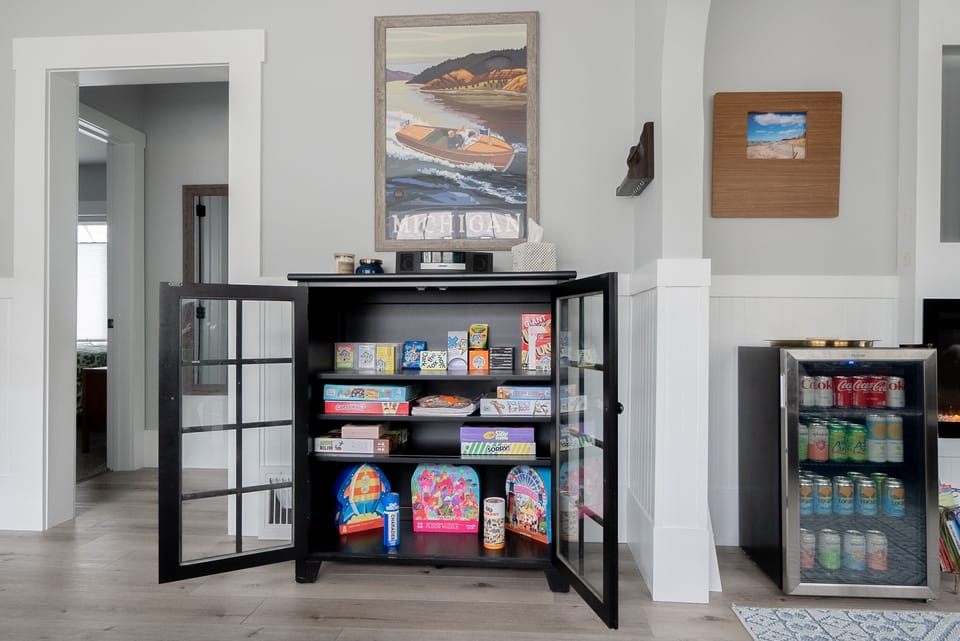 Adult and kid card games, puzzles, and coloring books.