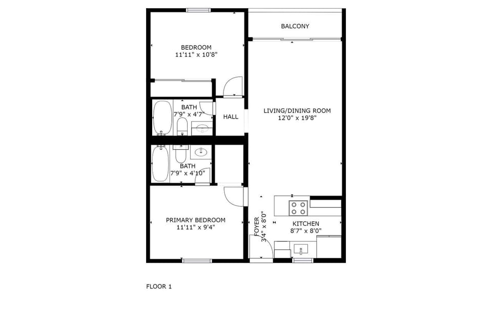 unit layout.  it's on 2nd floor of a 3 story building. ocean view. 750 sqft