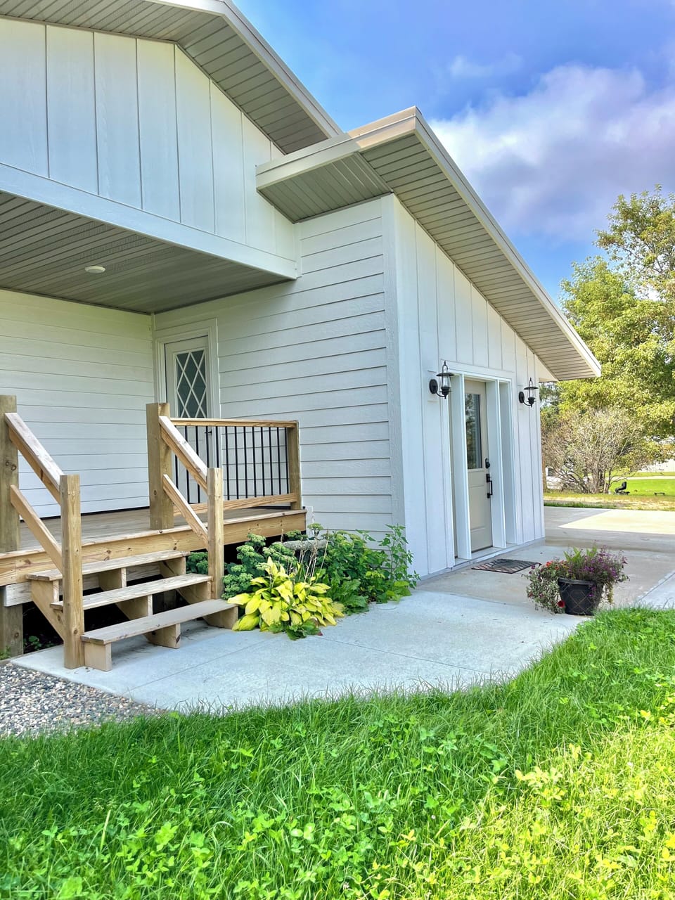 Front covered porch. Guest say it’s the best for watching the sunset! 