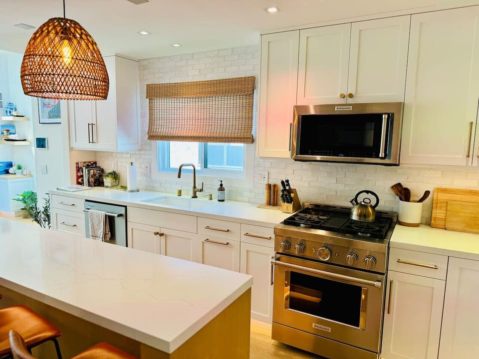 Modern fully stocked kitchen with high-end appliances