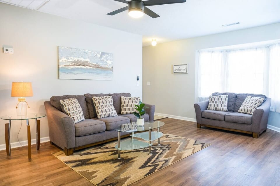 Sit with friends in the cozy living room