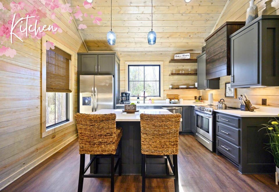 Bright, airy, and ready for memories! Our cabin's kitchen is the heart of the home, where good times and great meals begin