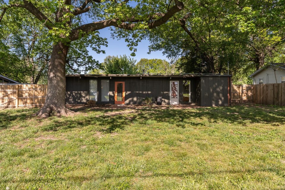 Large fenced backyard