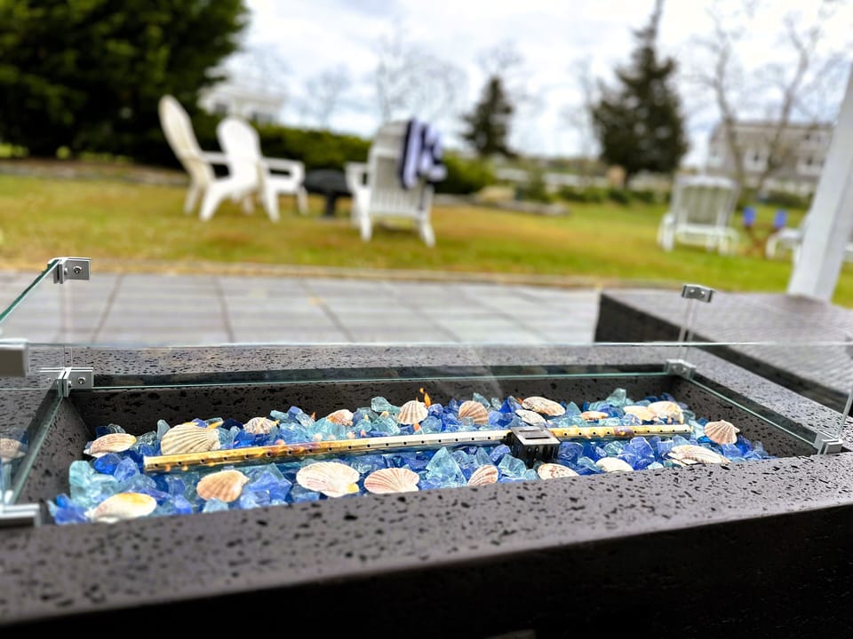 Enjoy our propane fire table while relaxing in our "lounge" space
