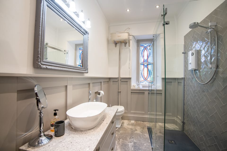 Hair dryer, bathrobes, towels, soap