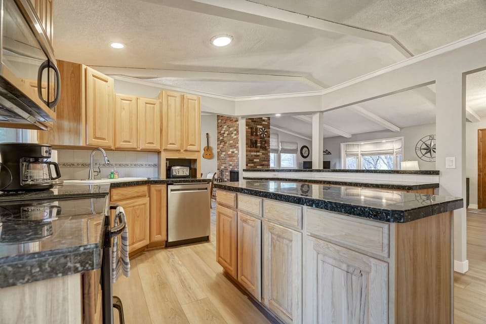 Kitchen island offers lots of space