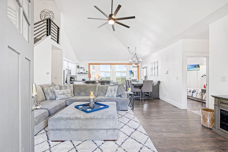 High ceilings throughout create open space with natural light.