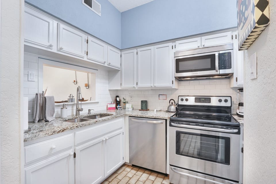Stainless steel appliances in the kitchen