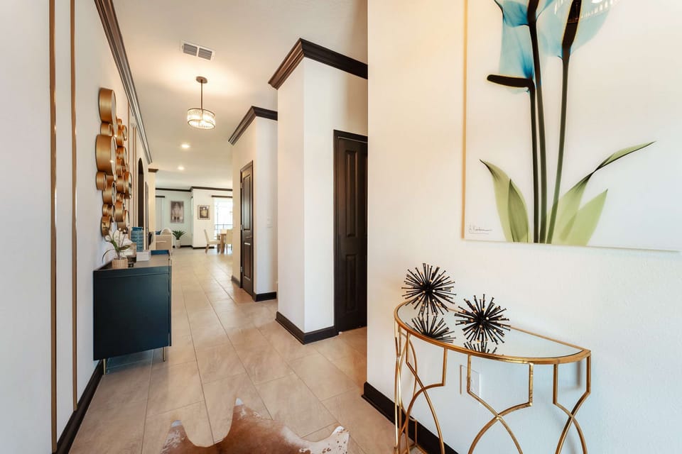 Step into elegance with this beautifully decorated hallway, setting the tone for a luxurious stay.