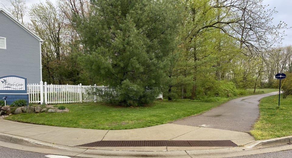 Entrance to Maple Gate subdivision and Van Buren State Trail