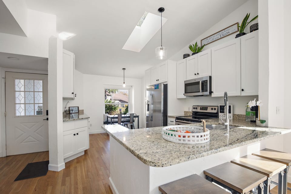 Enjoy the eat in kitchen and extra counter space for your large group.