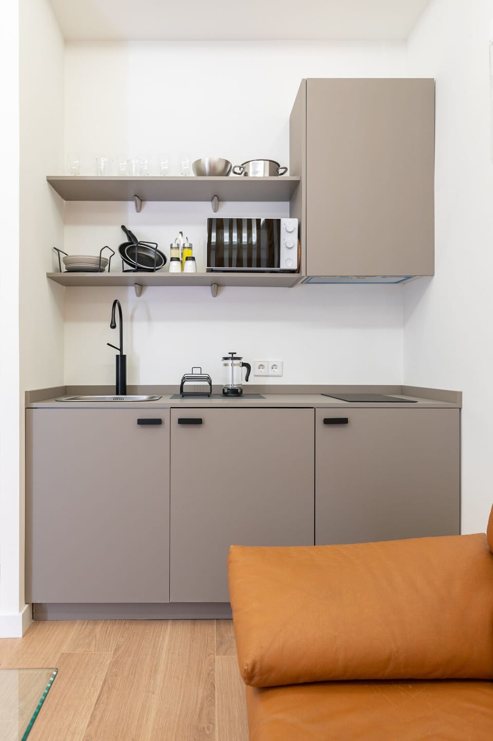 View of the kitchen with appliances