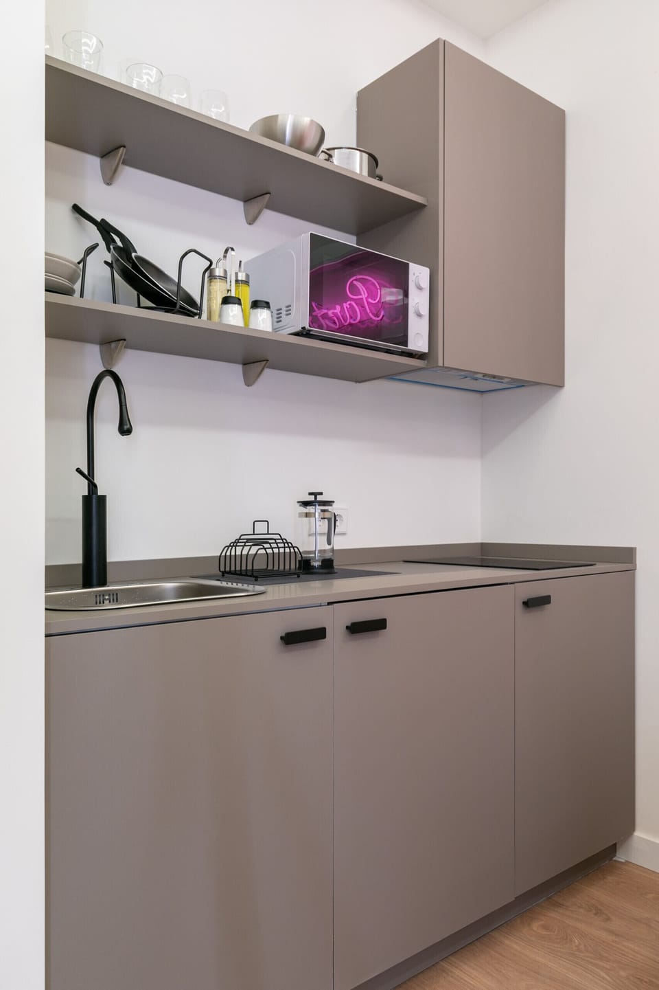 View of the kitchen with appliances