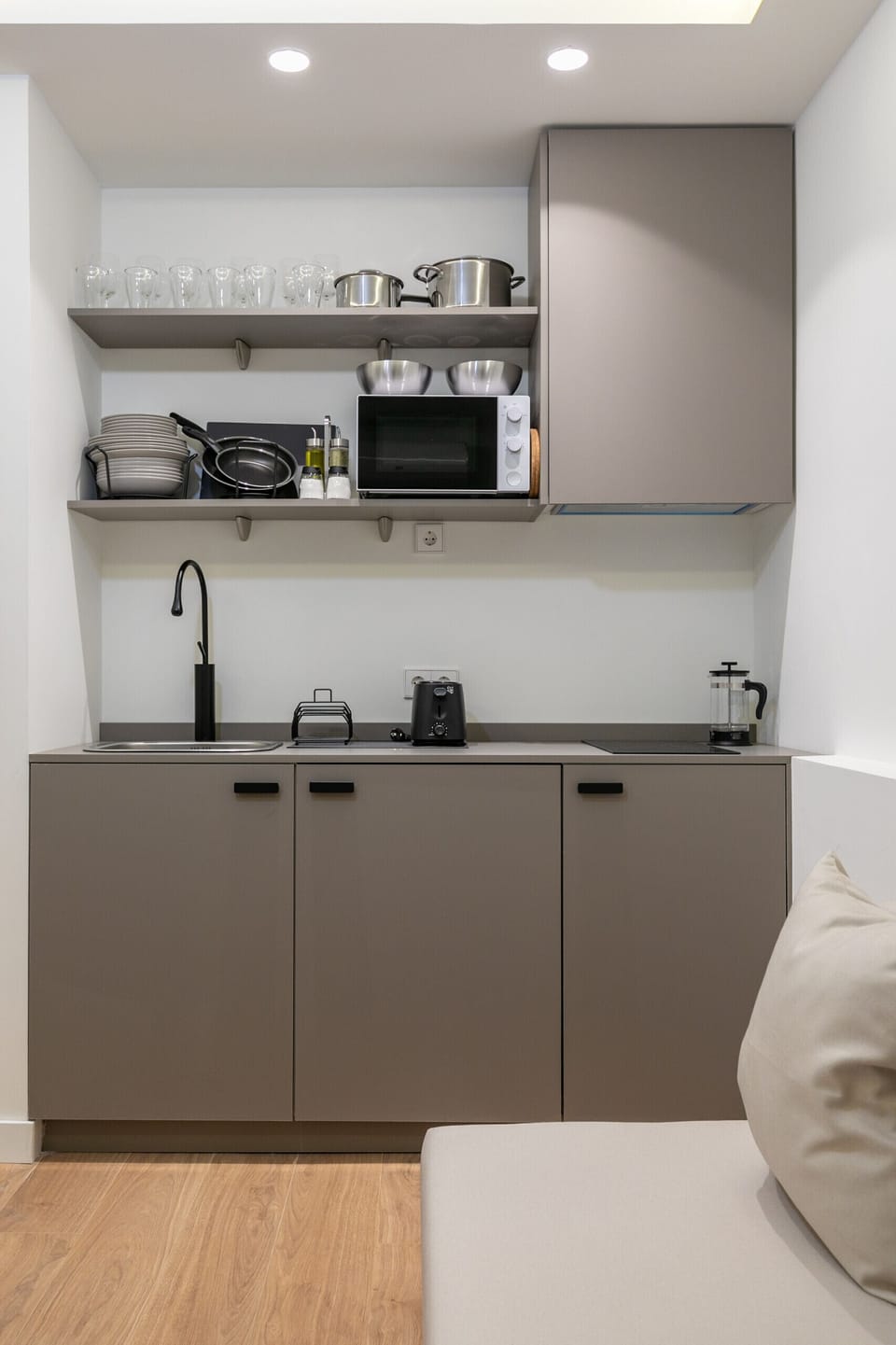 View of the kitchen with appliances